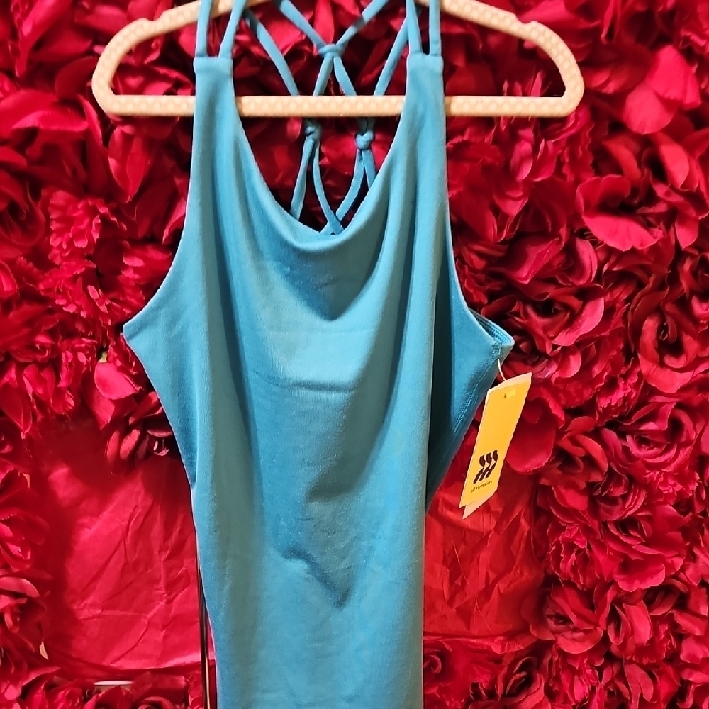 All in Motion Blue Sleeveless Backless Strappy Tank Top Size Medium 7/8